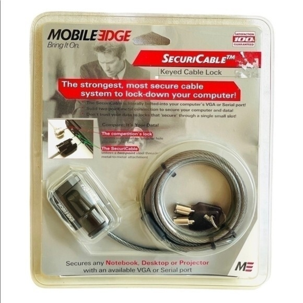 Mobile Edge Security Cable Lock Keyed Laptop Computer Anti-Theft Protector New